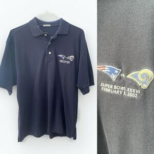 VTG Super Bowl Champs 2002 New England Patriots St Louis Rams Polo Shirt Men’s M